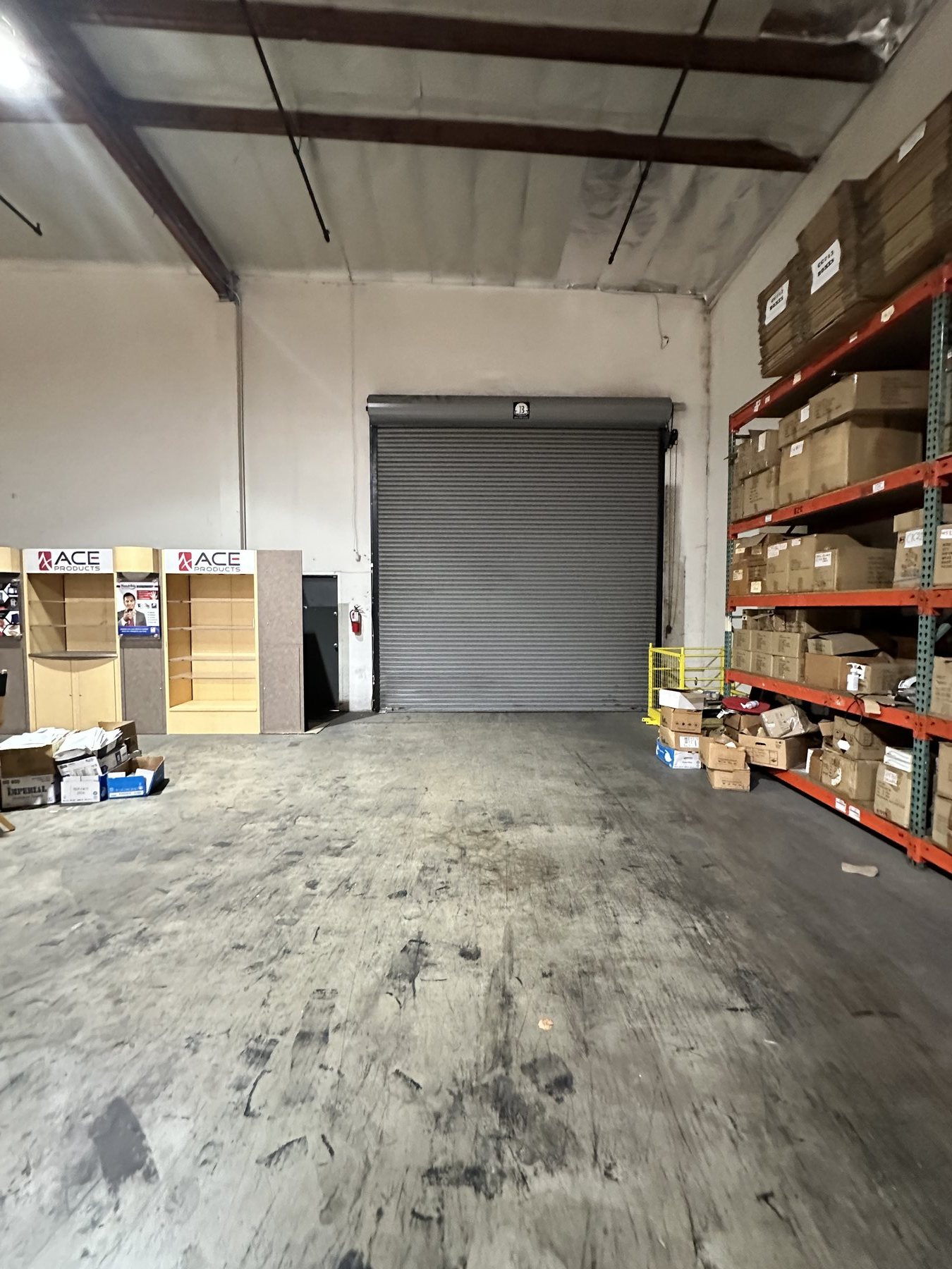 Interior view of the ground level door and staging area